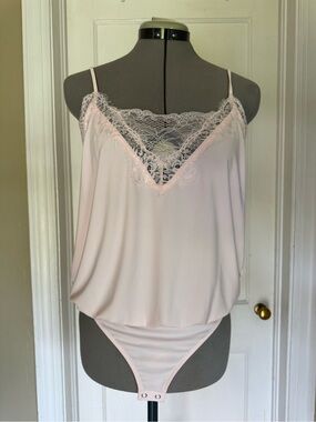 Express Lace-Trim Ballet Pink Bodysuit Teddy